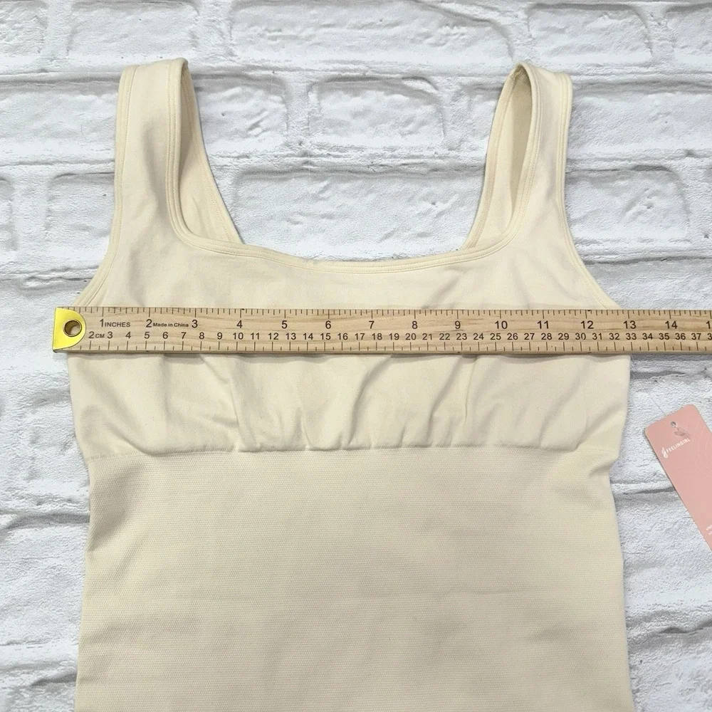 FeelinGirl Womens Bodysuit Control Sculpting Foundation Thong Shapewear Beige XS
